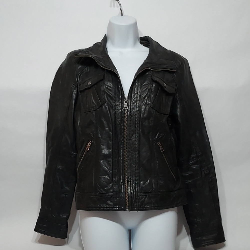 Guess Black Leather Jacket